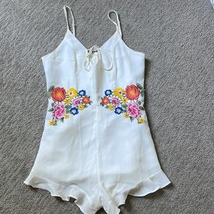 Forever 21 floral white romper